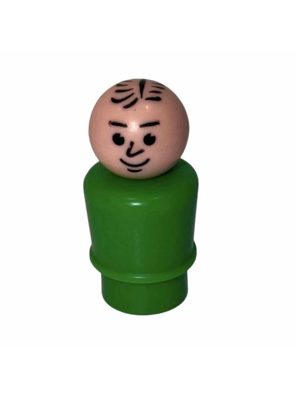Fisher Price Little People Plastic Green Man Dad w/Stamped Hair Vintage